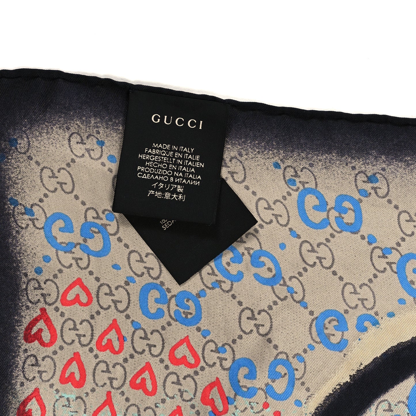 Silk Twill GG Monogram Life is Gucci Square Scarf Multicolor