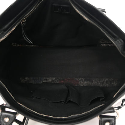 Balenciaga X GUCCI Canvas Azalea Calfskin Flora Logo Print Neo Classic Silver Hardware Medium City White Multicolor Black 5 of 12