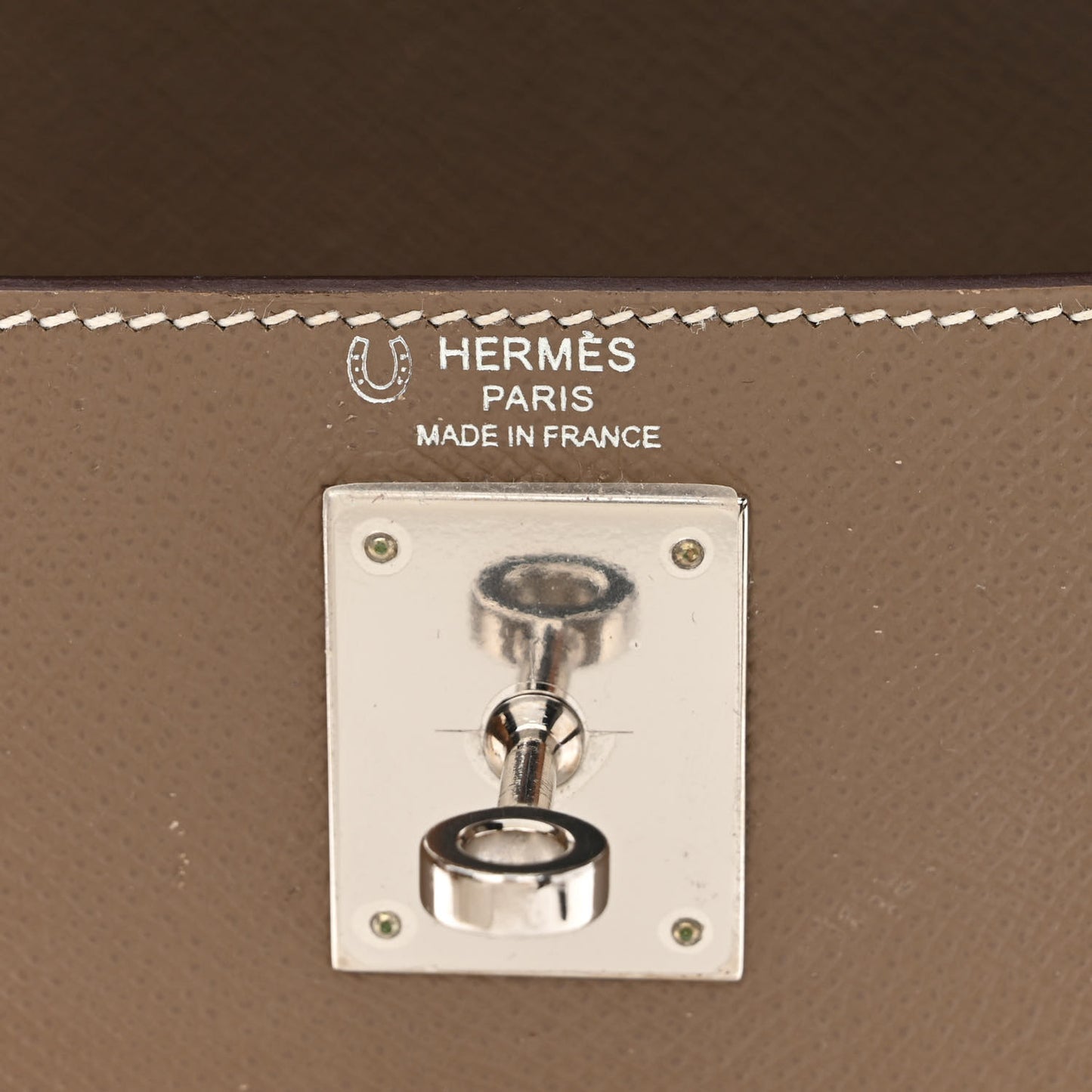 Epsom Horseshoe Kelly Sellier 28 Etoupe Bleu Electrique