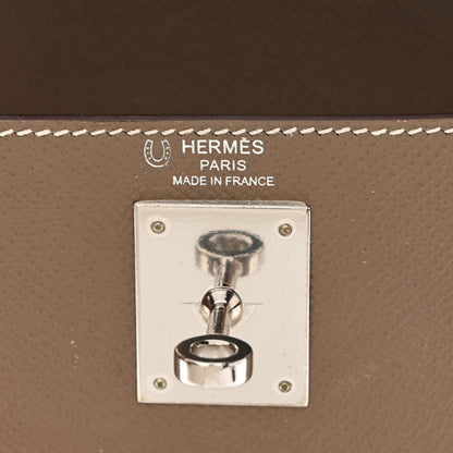 Hermes Epsom Horseshoe Kelly Sellier 28 Etoupe Bleu Electrique 6 of 13