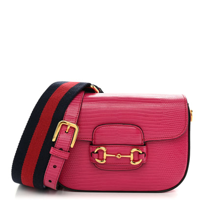 Gucci Lizard Web Mini Horsebit 1955 Shoulder Bag Pink 1 of 11