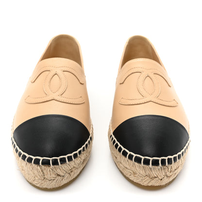 Chanel Lambskin CC Espadrilles 38 Beige Black 2 of 8