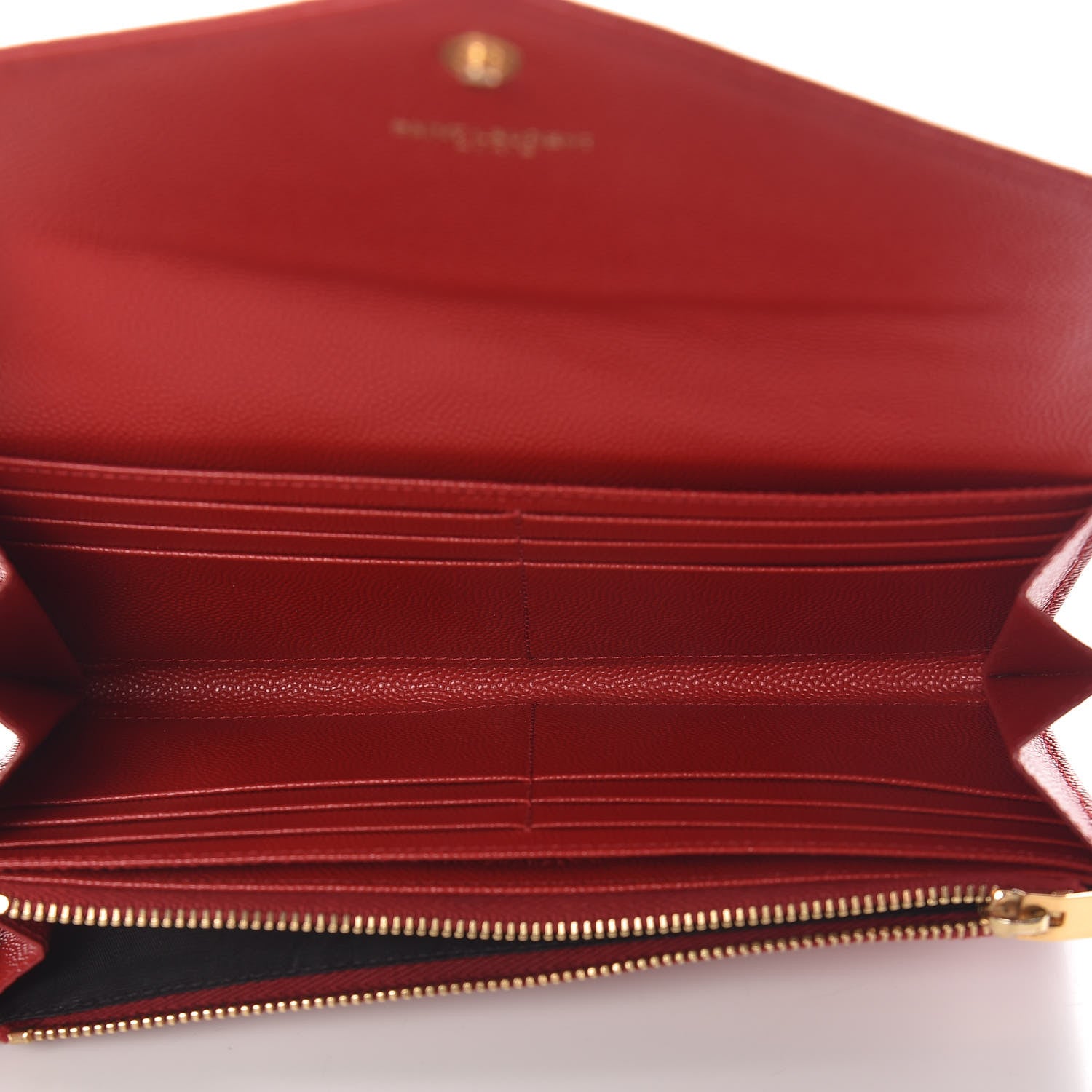 Saint Laurent Grain De Poudre Matelasse Chevron Monogram Wallet Lipstick Red 5 of 12