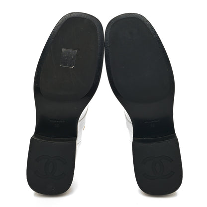 Chanel Shiny Goatskin Cap Toe Short Boots 39 White Black 5 of 10
