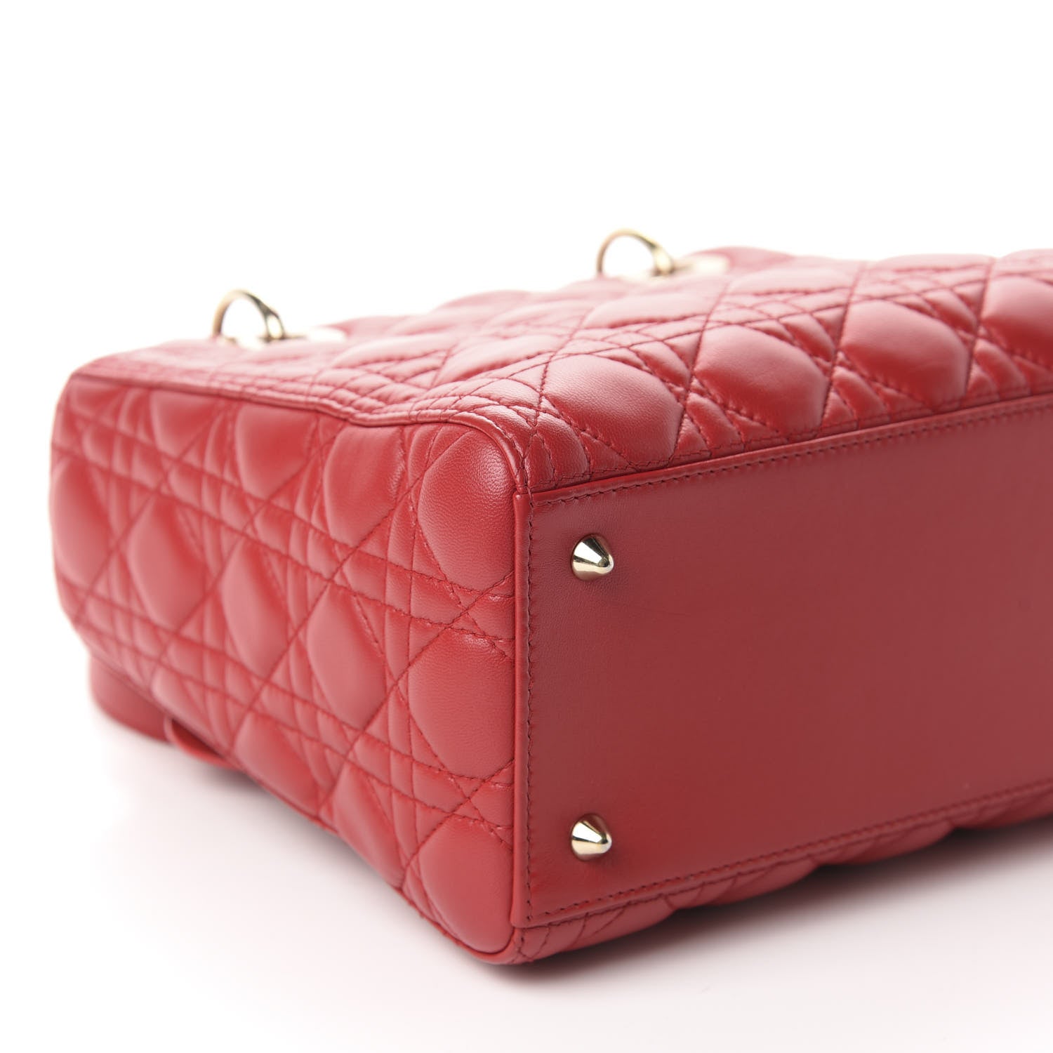 Christian Dior Lambskin Cannage Medium Lady Dior Red 6 of 10