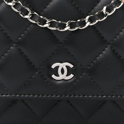 Chanel Lambskin Quilted Wallet On Chain WOC Black 9 of 11