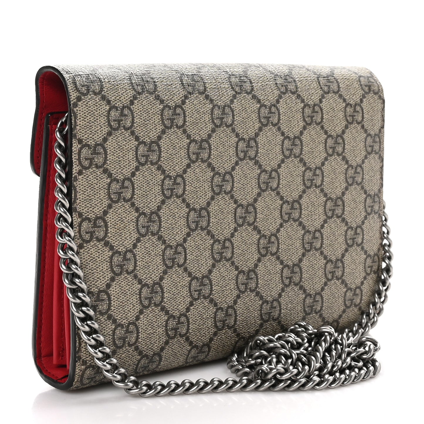 GG Supreme Monogram Mini Dionysus Chain Wallet Beige Vulcanic Red