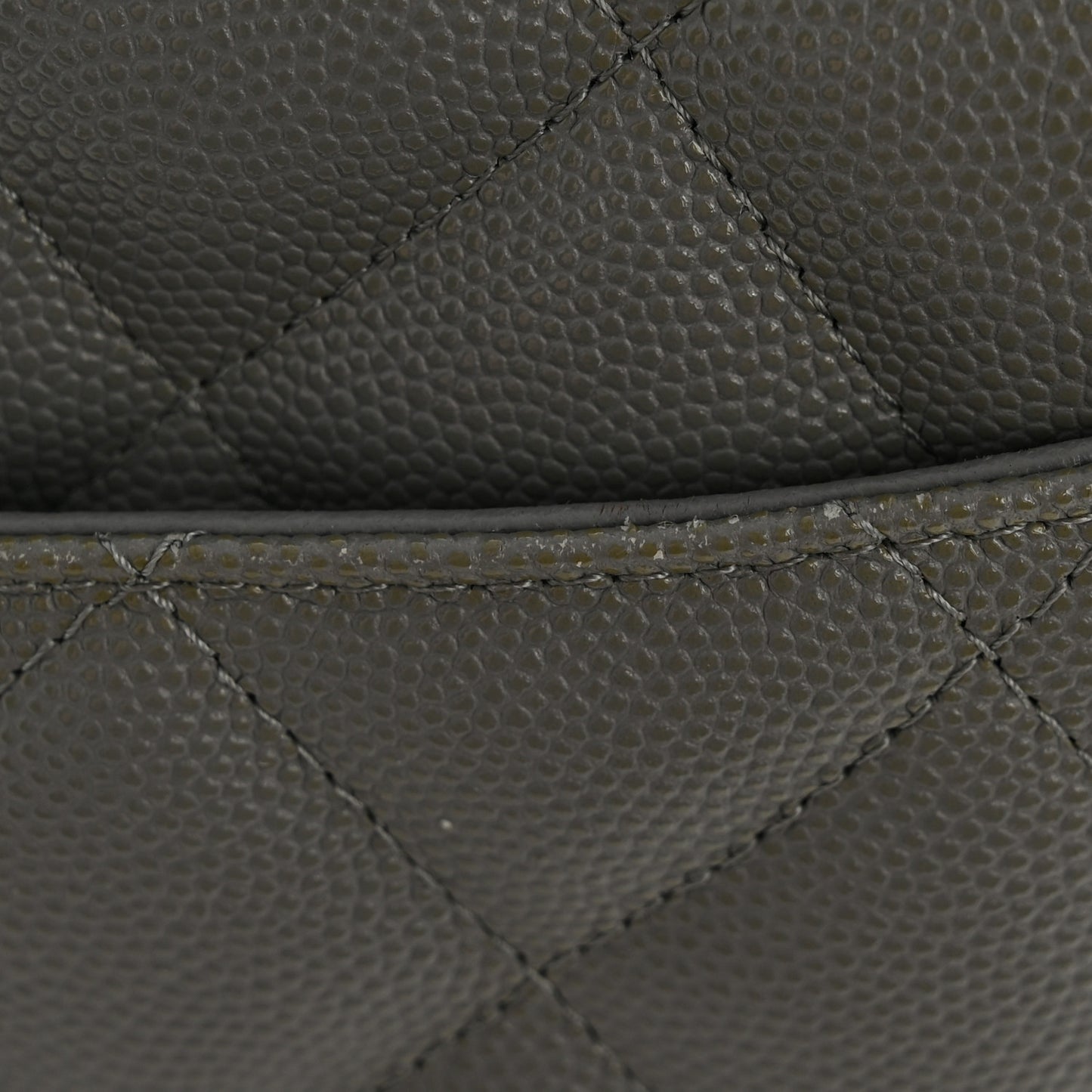 Caviar Quilted Jumbo Double Flap Grey