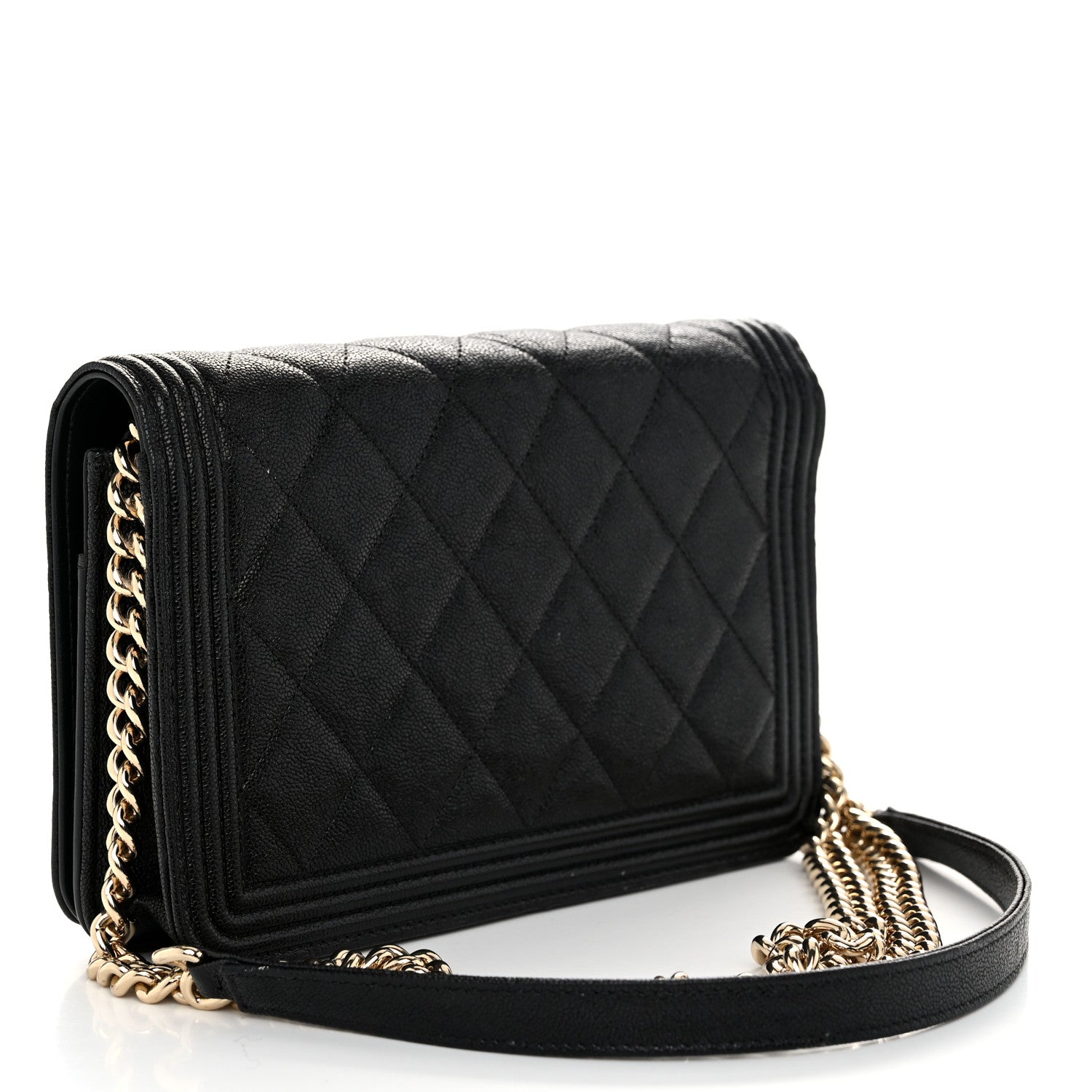 Chanel Caviar Quilted Boy Wallet On Chain WOC Black 3 of 12