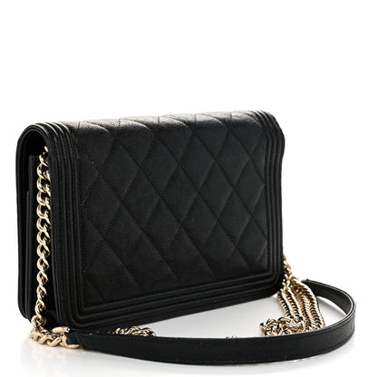 Chanel Caviar Quilted Boy Wallet On Chain WOC Black 3 of 12