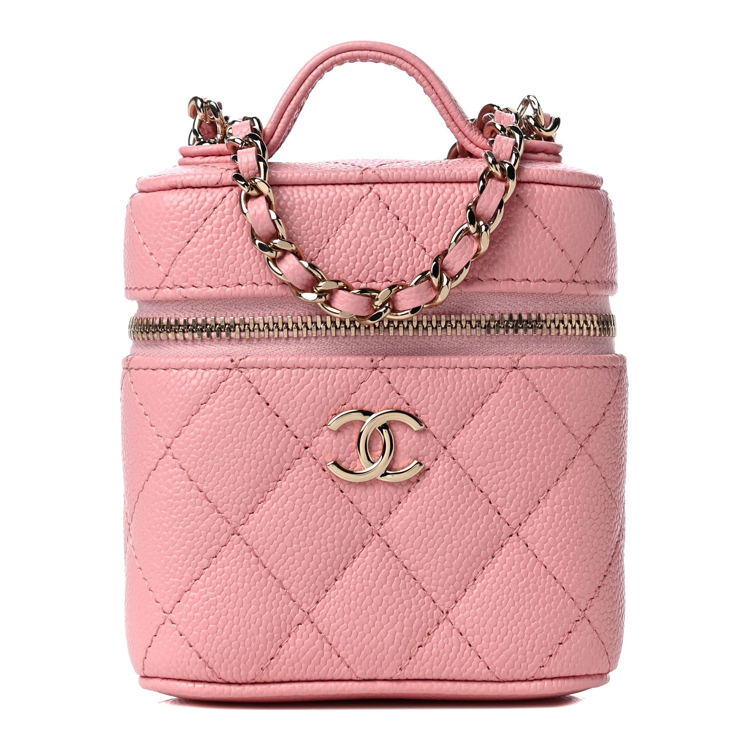 Chanel Caviar Quilted Small Handle With Care Vanity Case With Chain Pink 1 of 11