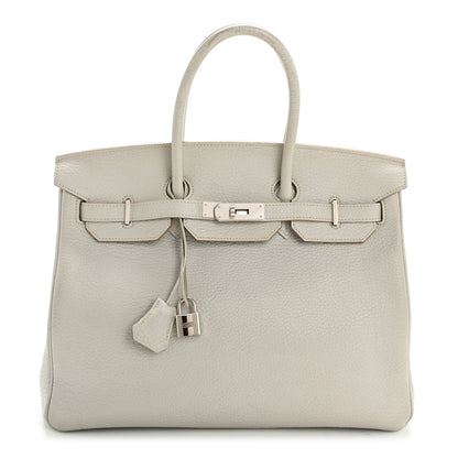 Hermes Taurillon Clemence Birkin 35 Gris Perle 1 of 15