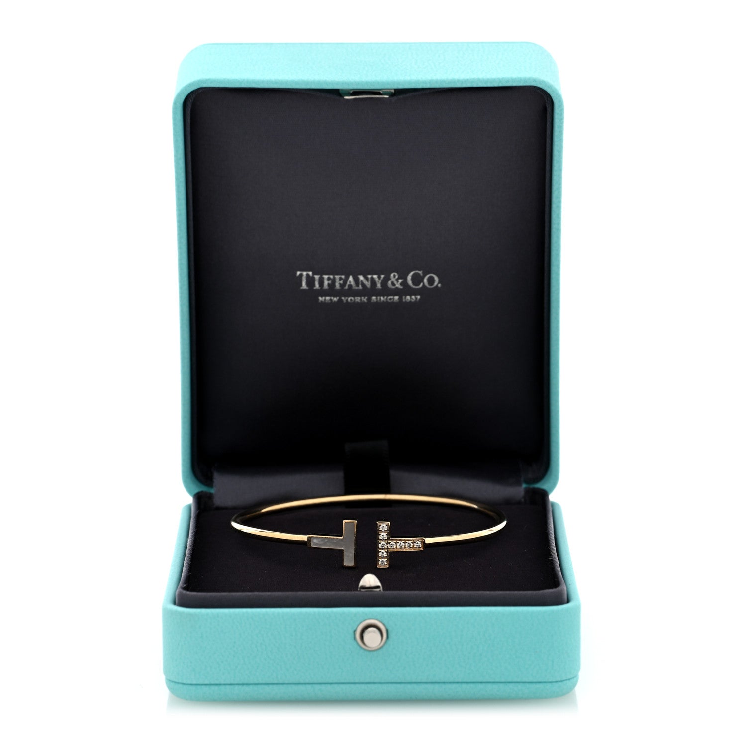 Tiffany 18K Yellow Gold Diamond Mother of Pearl T Wire Bracelet 4 of 4