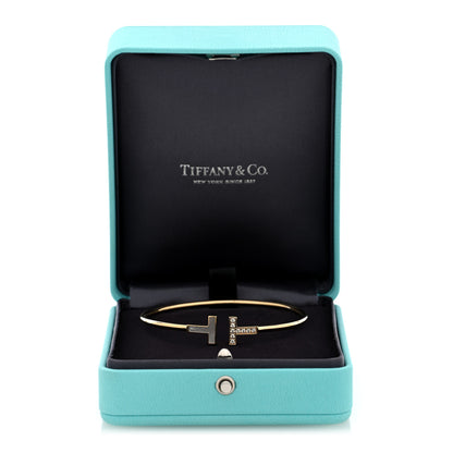Tiffany 18K Yellow Gold Diamond Mother of Pearl T Wire Bracelet 4 of 4