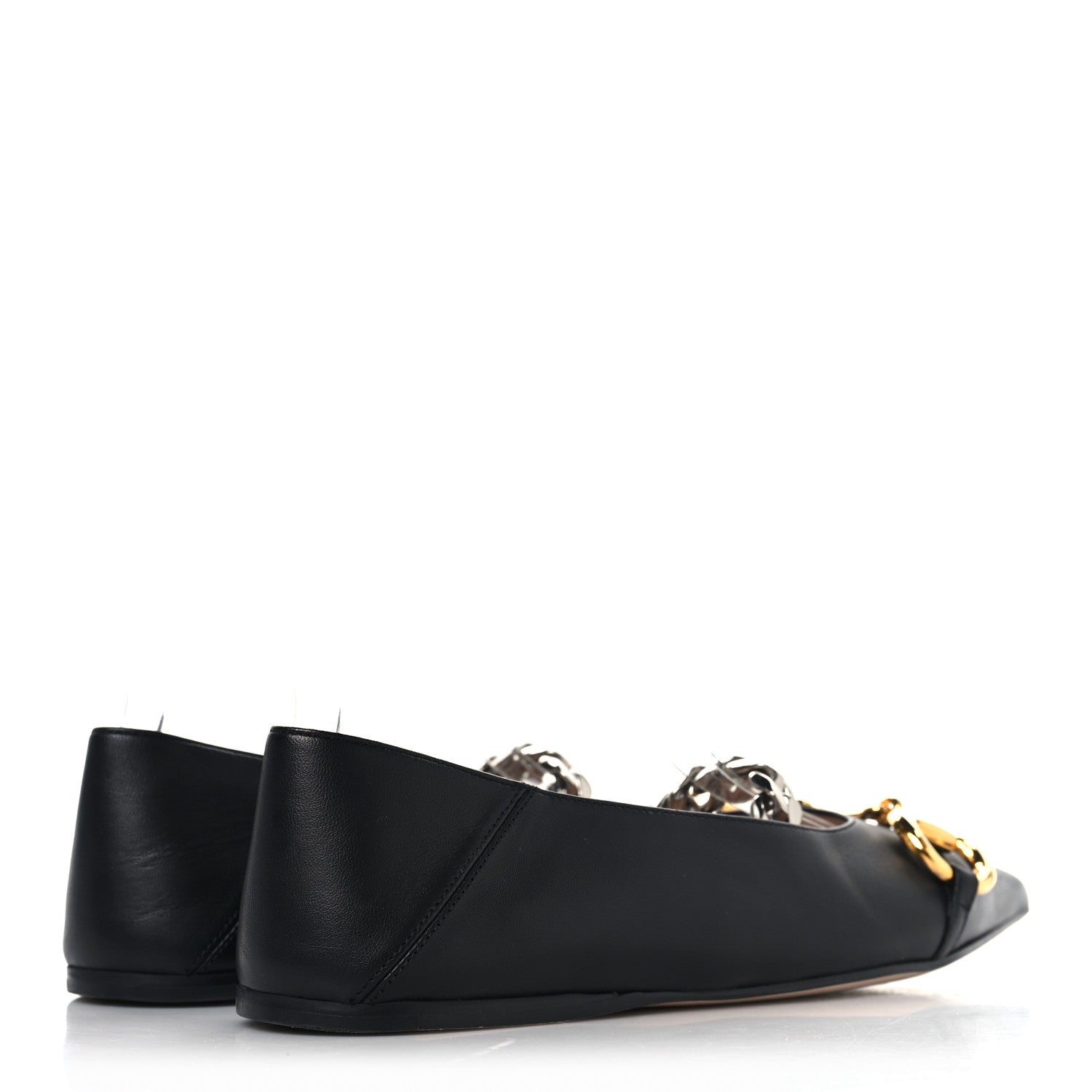 Gucci Nappa Lumiere Deva Horsebit Chain Embellished Flats 37 Black 4 of 10