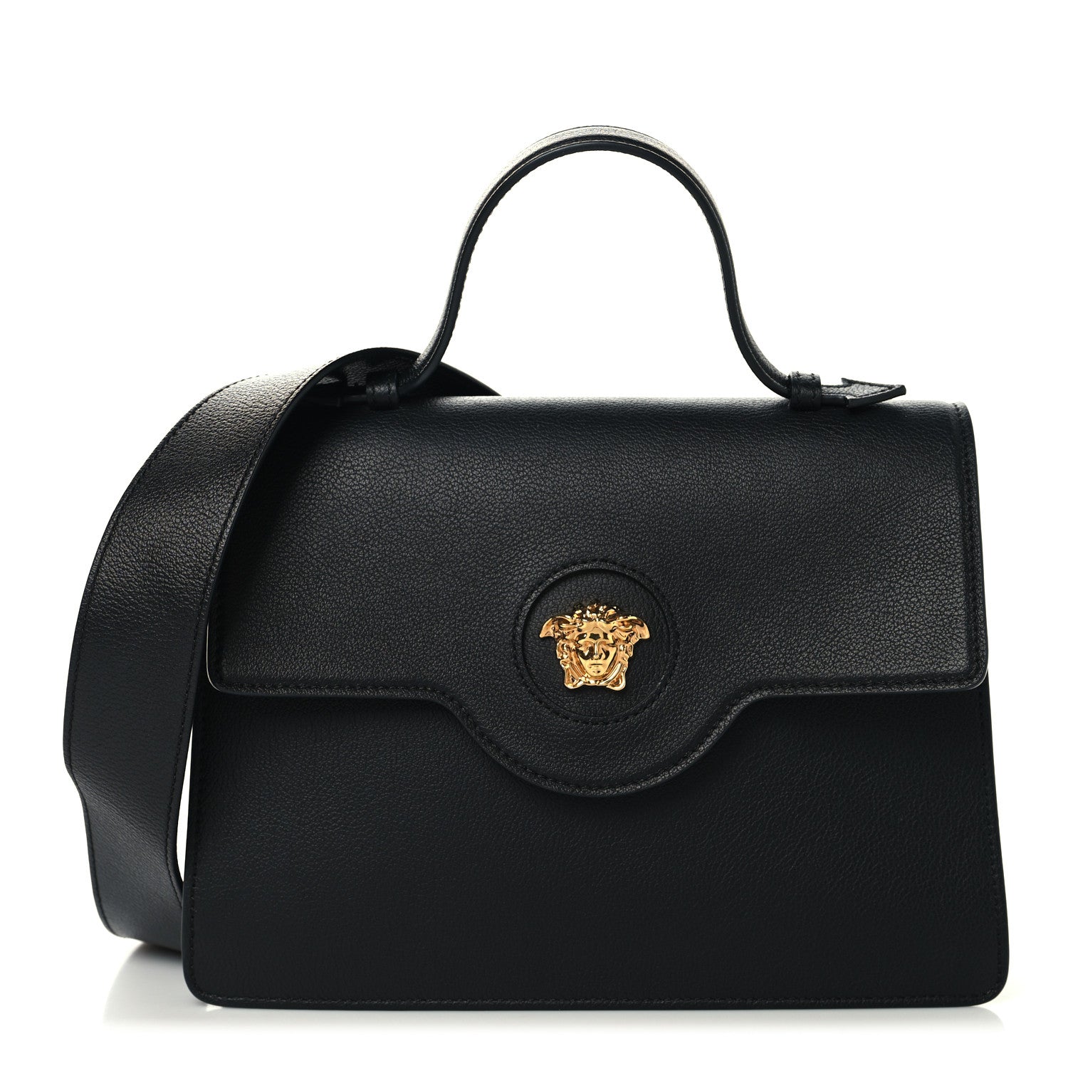 Versace Calfskin La Medusa Top Handle Shoulder Bag Black 1 of 10