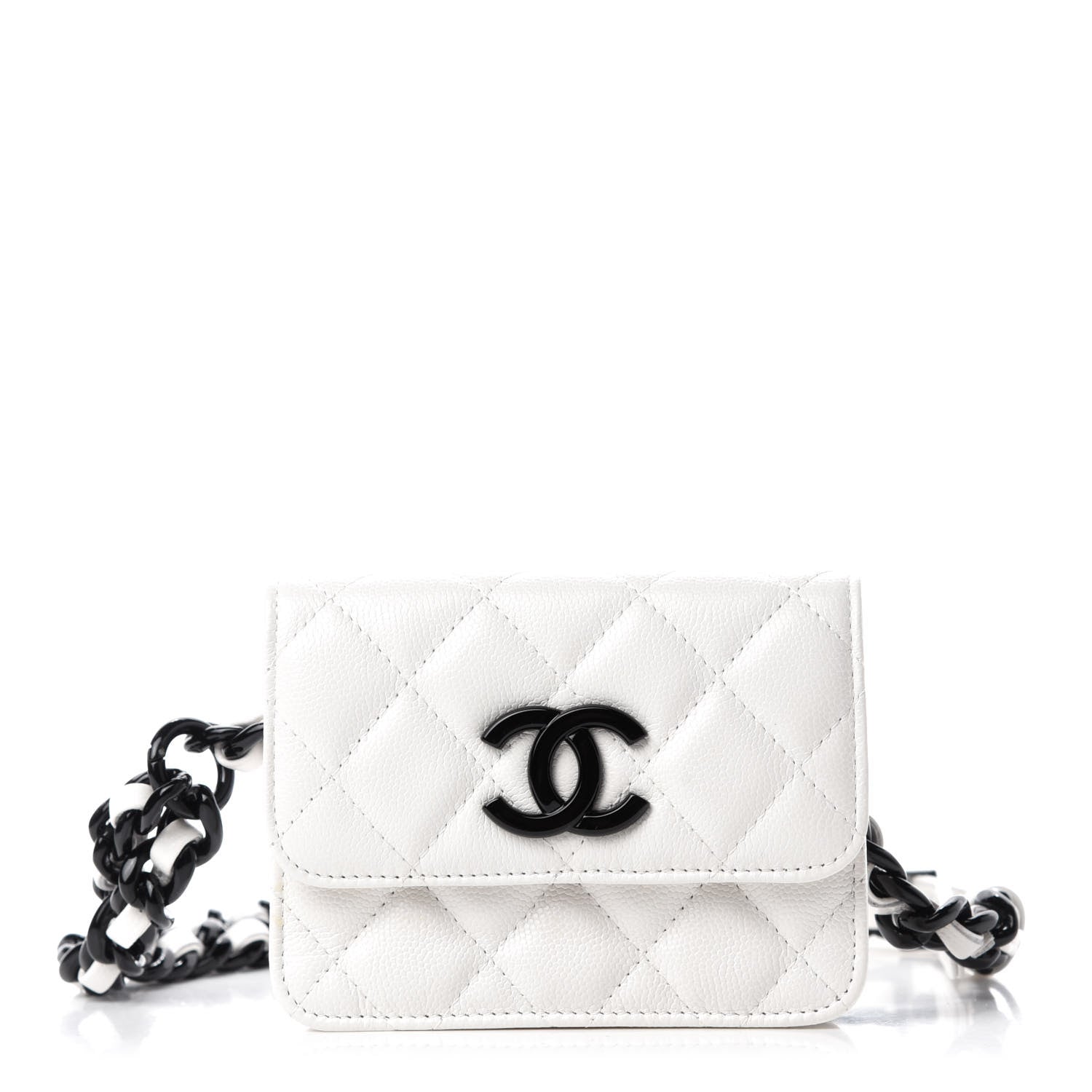 Chanel Caviar Quilted My Everything Belt Flap Card Holder White 1 of 12