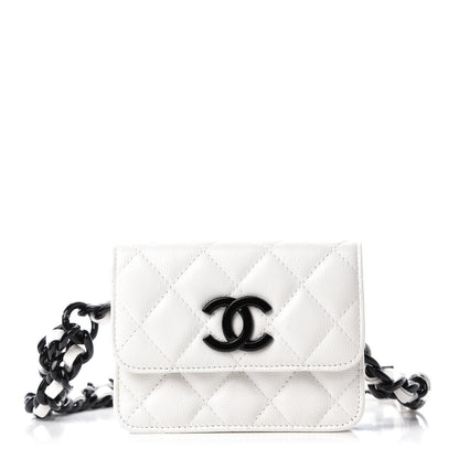 Chanel Caviar Quilted My Everything Belt Flap Card Holder White 1 of 12