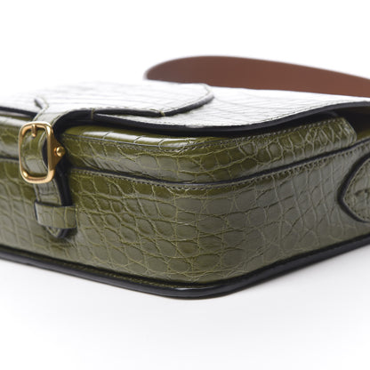 Burberry Alligator Square Satchel Dark Antique Green 10 of 12