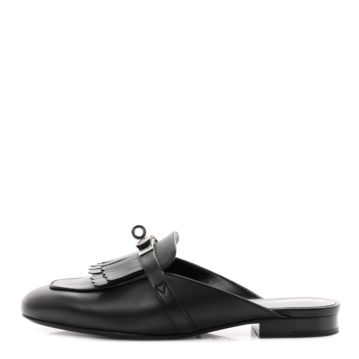 Fringed Calfskin Oz Mules 36.5 Black