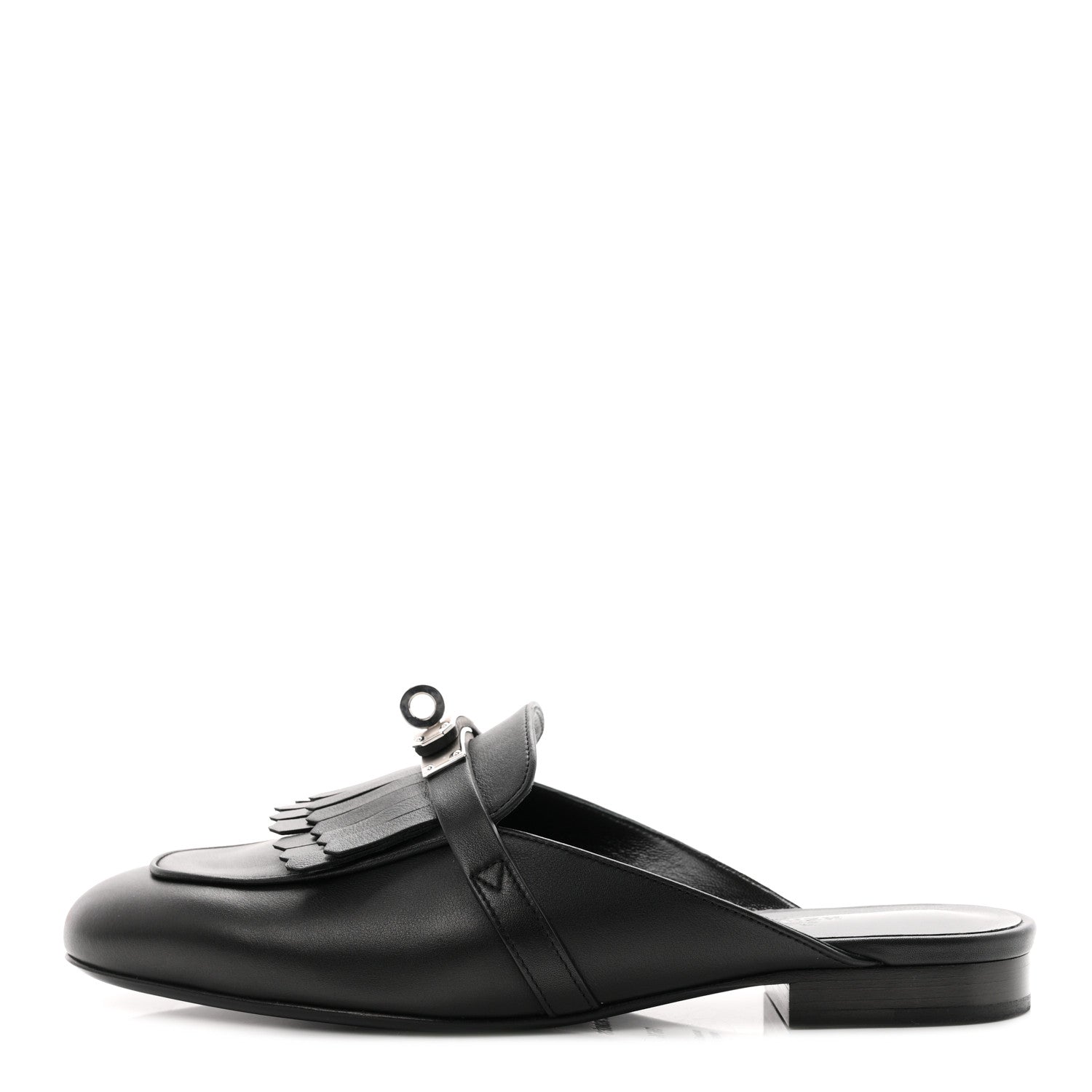Hermes Fringed Calfskin Oz Mules 36.5 Black 1 of 10