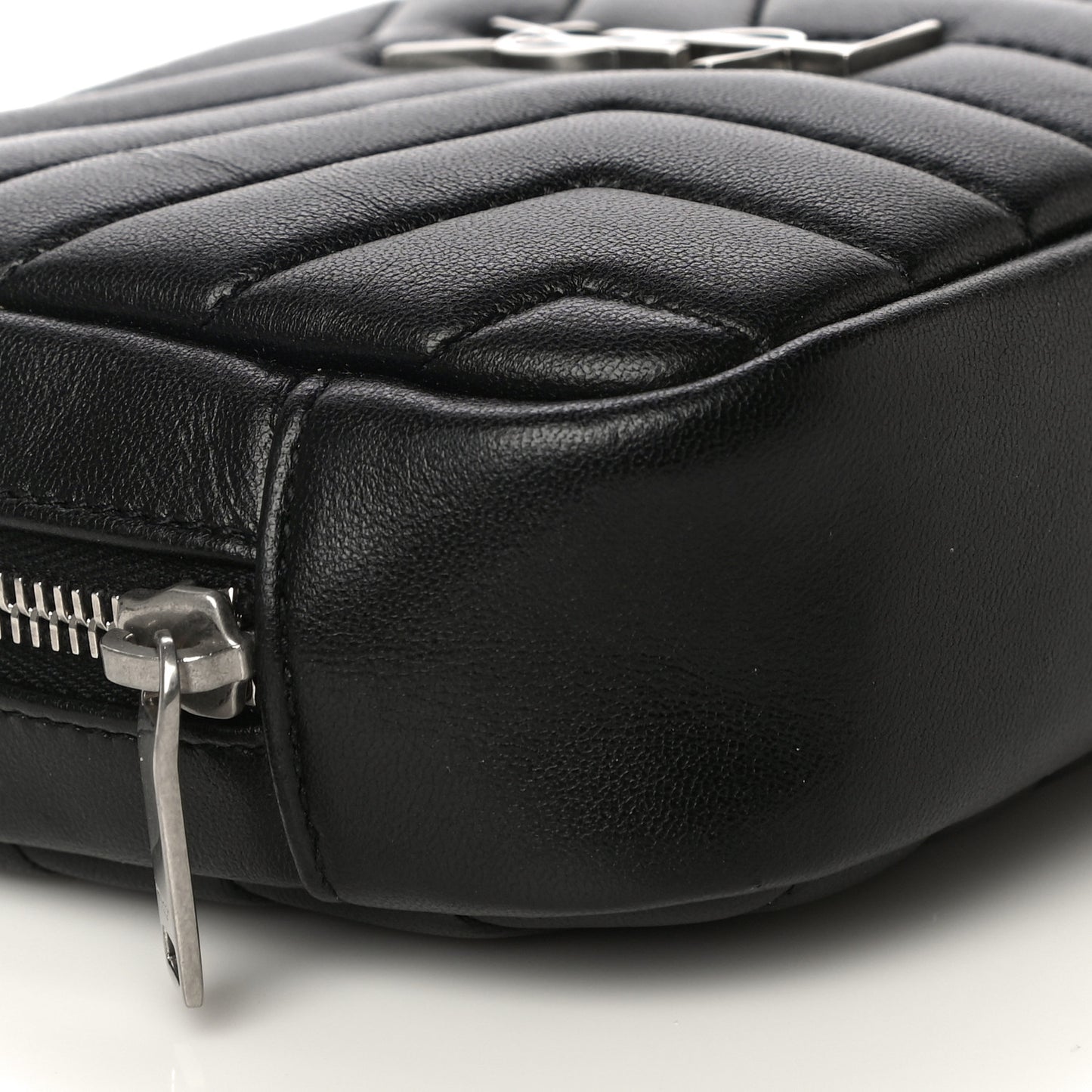 Lambskin Y Quilted Monogram Loulou Cosmetic Case Black