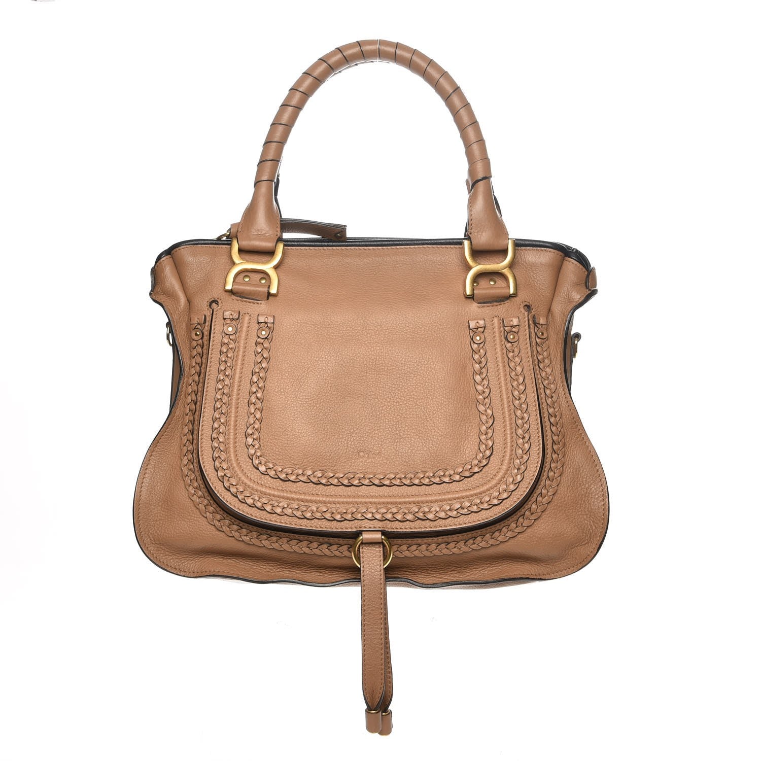Chloe Calfskin Braided Medium Marcie Satchel Nut 1 of 7