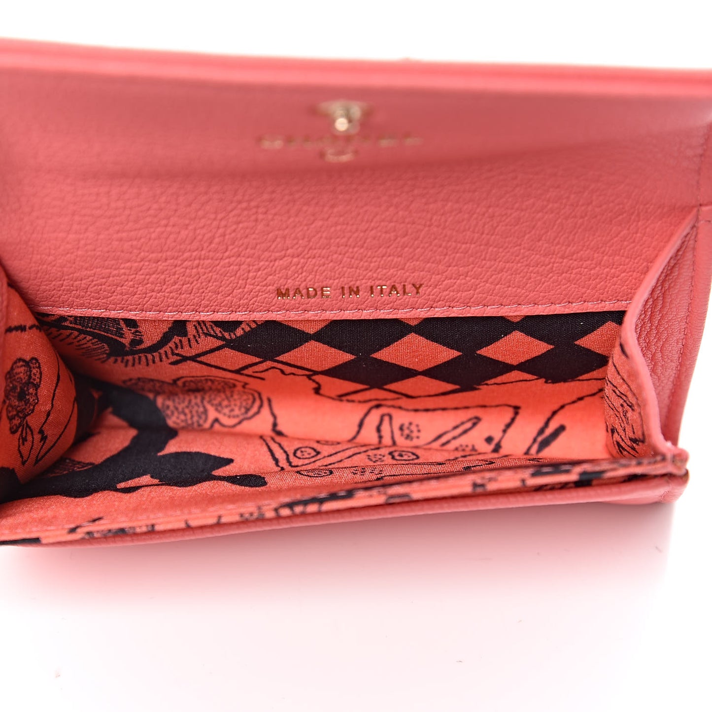 Goatskin CC Flap Card Holder Coral