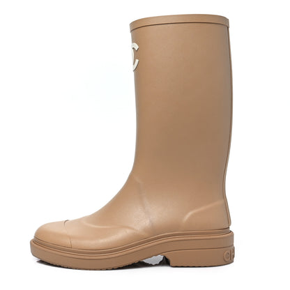 Chanel Caoutchouk CC High Boots 38 Beige 1 of 8
