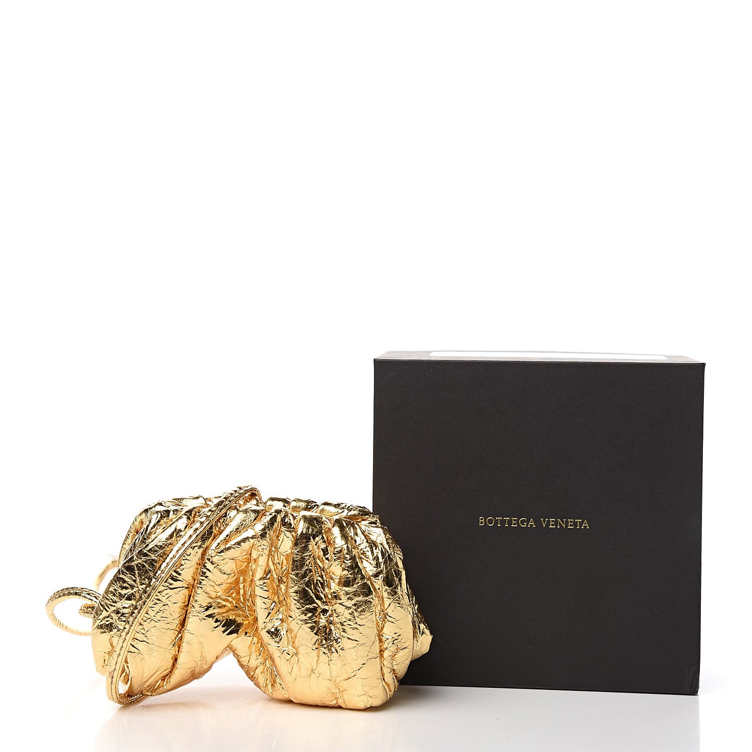Bottega Veneta Metallic Crinkled Lambskin Coin Purse Oro 8 of 8