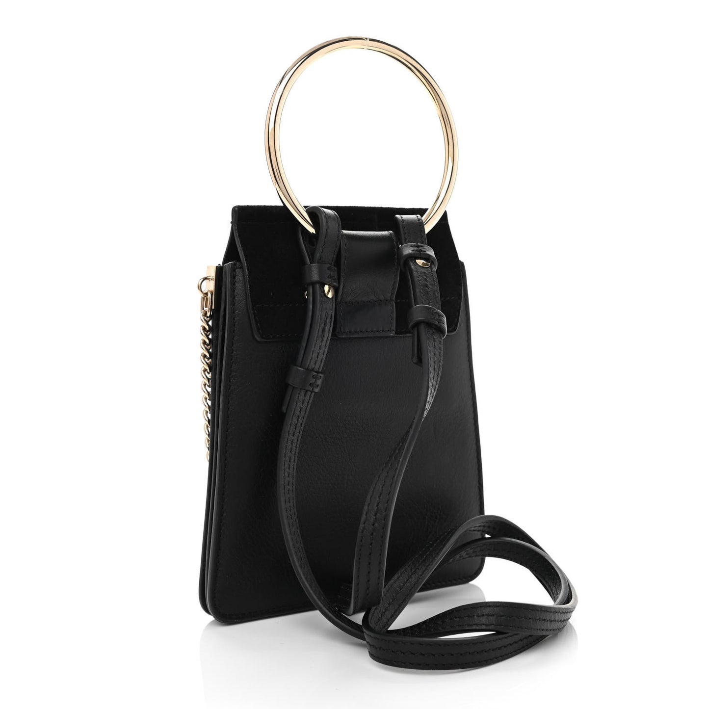 Suede Calfskin Mini Faye Bracelet Bag Black