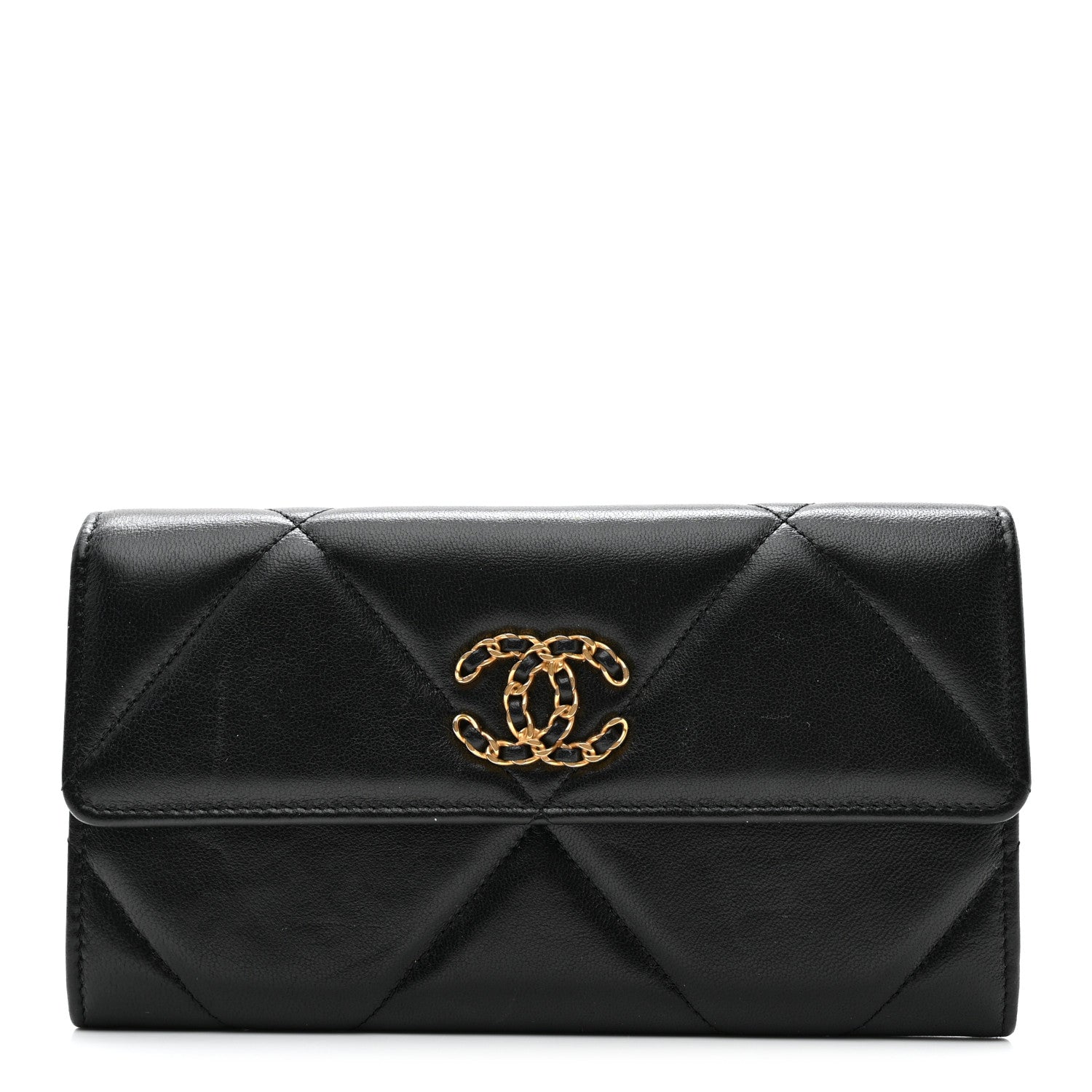 Chanel Lambskin Quilted Chanel 19 Flap Wallet Black 1 of 11