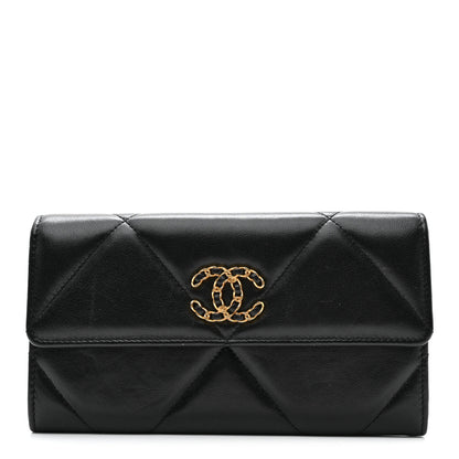 Chanel Lambskin Quilted Chanel 19 Flap Wallet Black 1 of 11