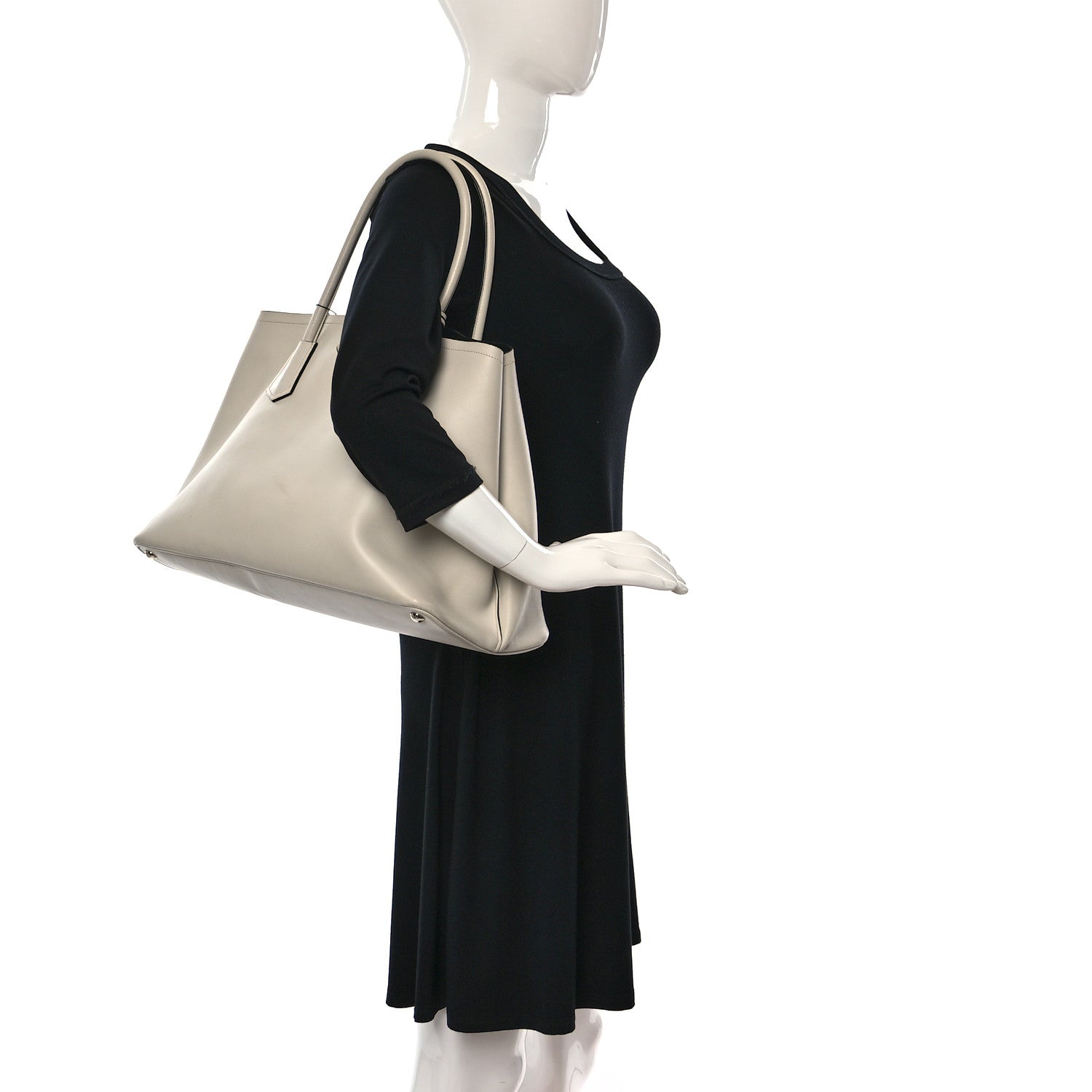 Prada City Calf Large Double Bag Talco 2 of 13