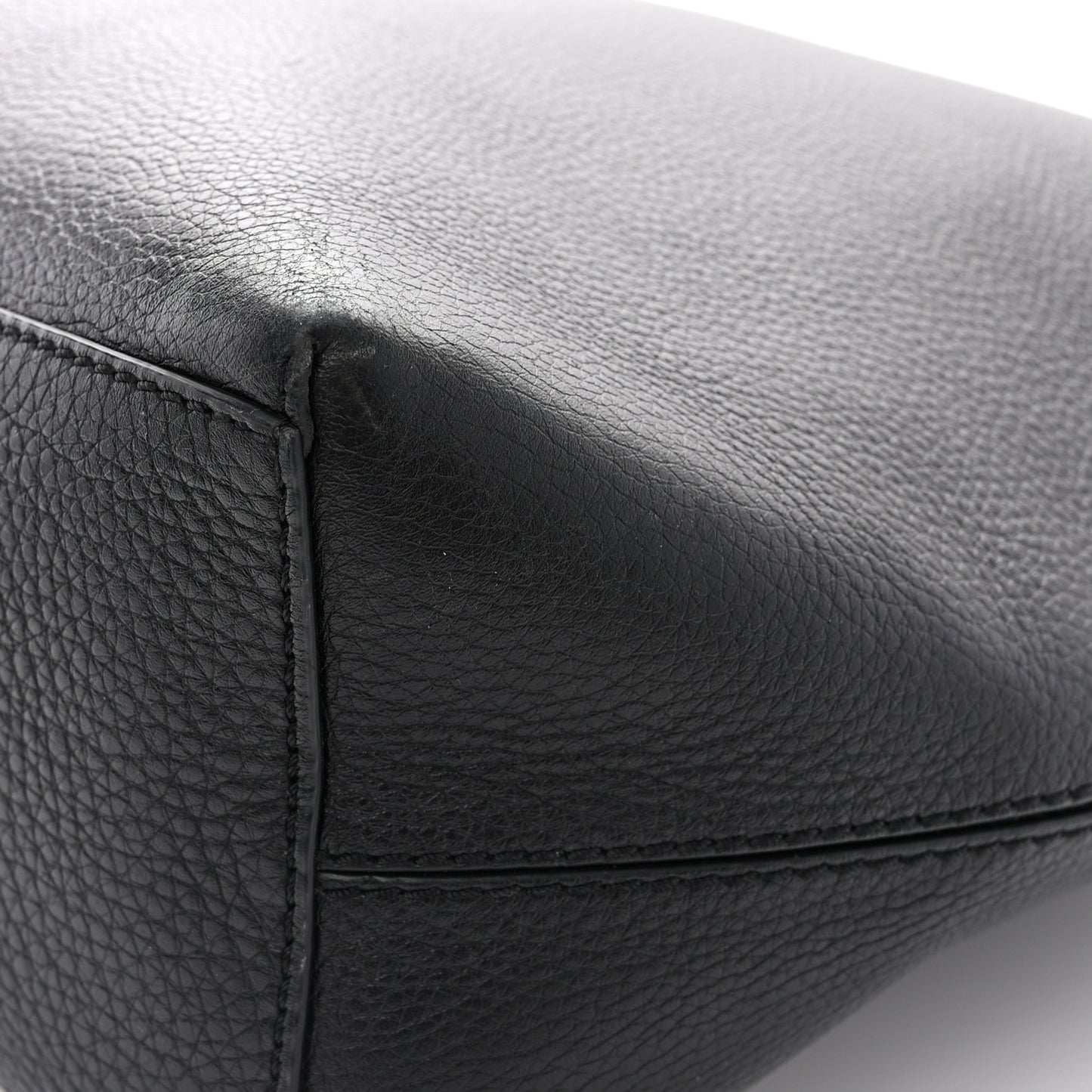Grained Calfskin Rockstud Shoulder Tote Black