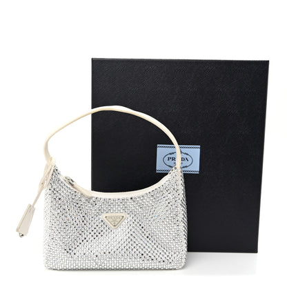 Prada Satin Crystal Mini Re-Edition 2000 Bag White 11 of 11