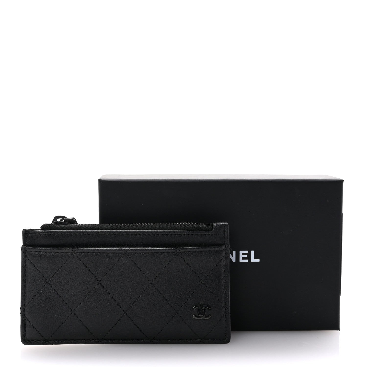 Chanel Calfskin Quilted Zip Card Holder So Black 8 of 8