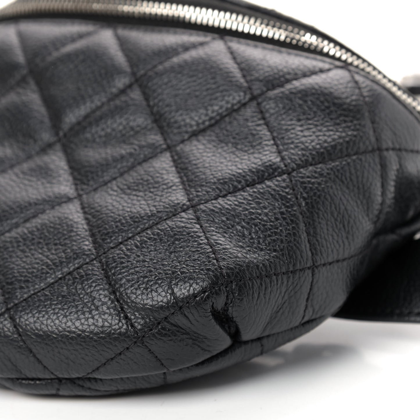 Grained Calfskin Quilted Waist Belt Bag Black