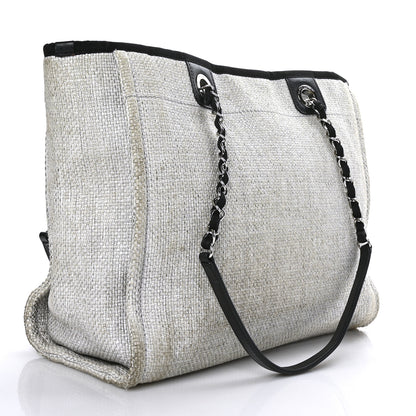 Chanel Woven Straw Raffia Small Deauville Tote Grey 2 of 12