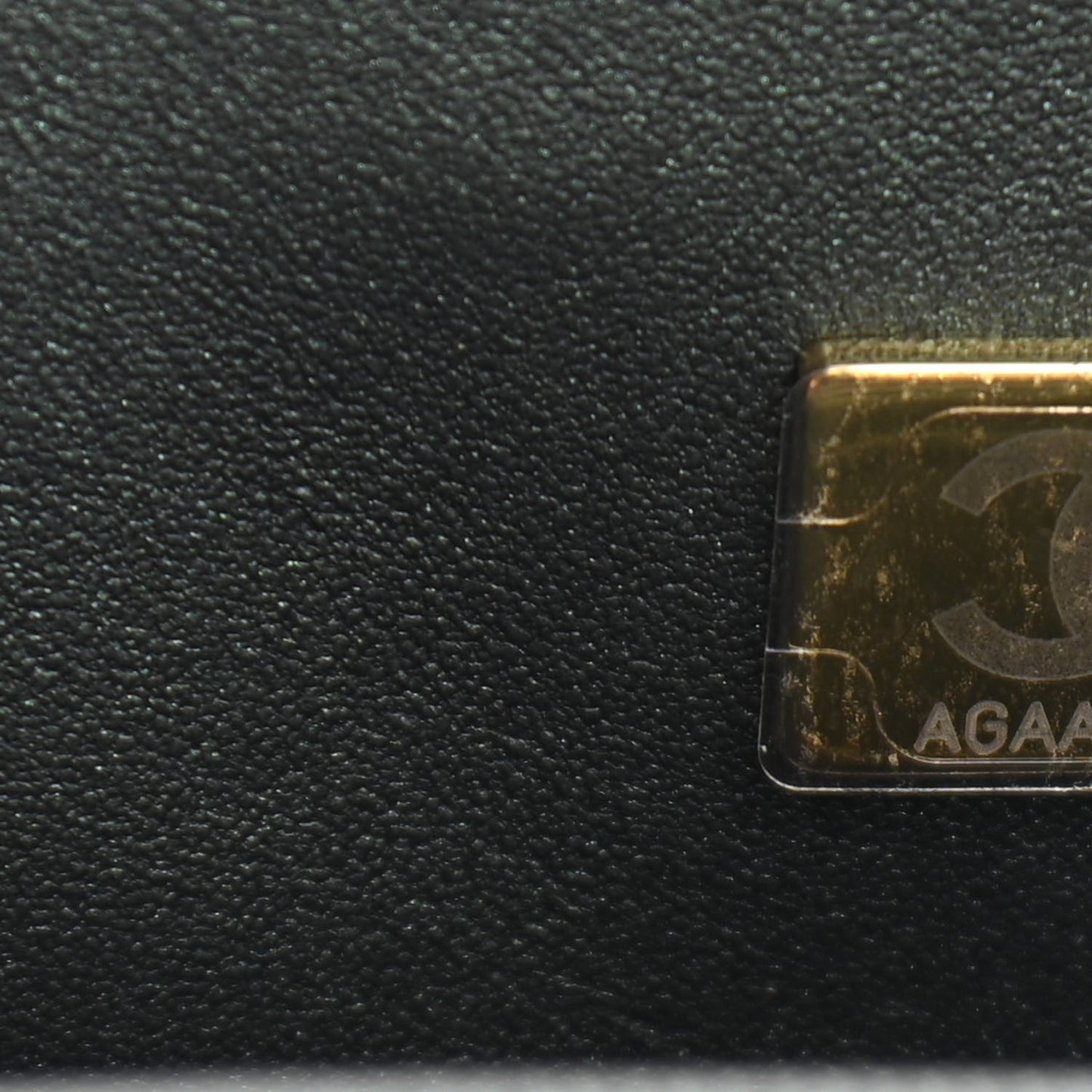 Iridescent Lambskin Quilted Mini Top Handle Rectangular Flap Dark Green