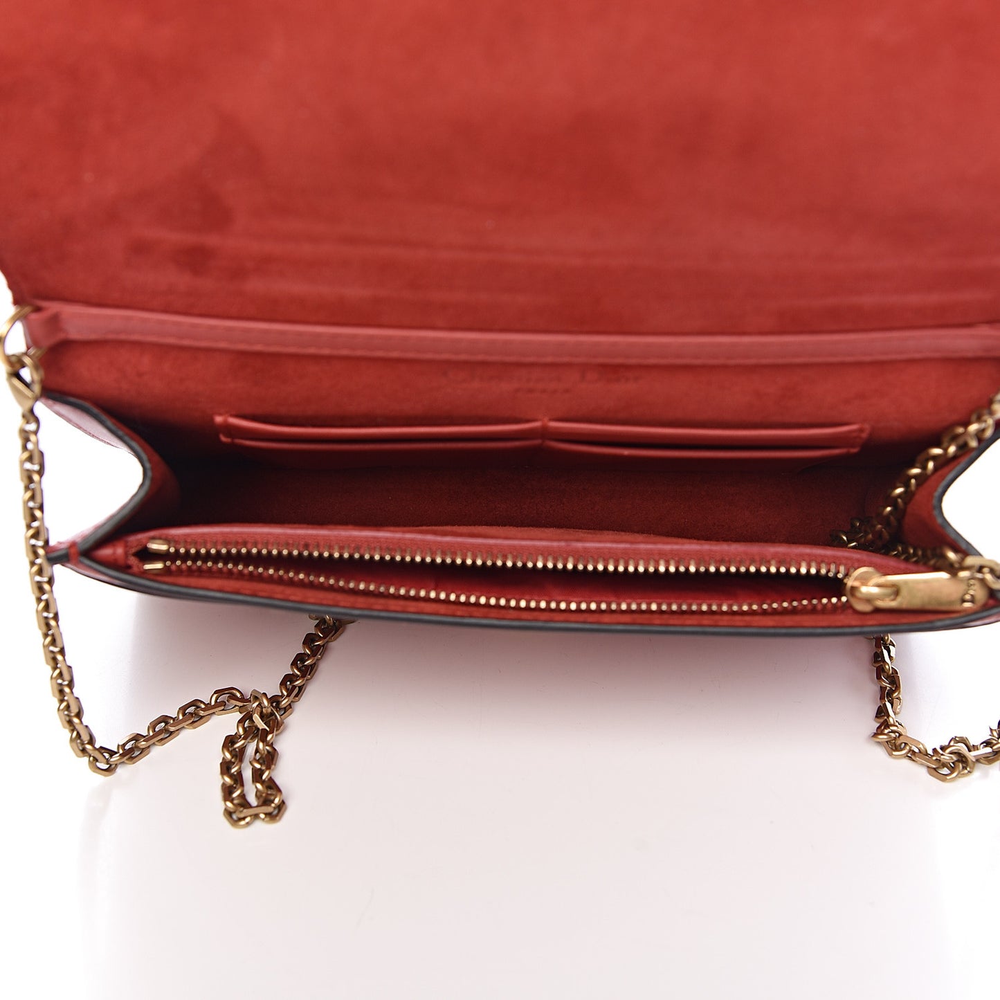 Calfskin Embossed Stars Wallet on Chain Rouge Gold