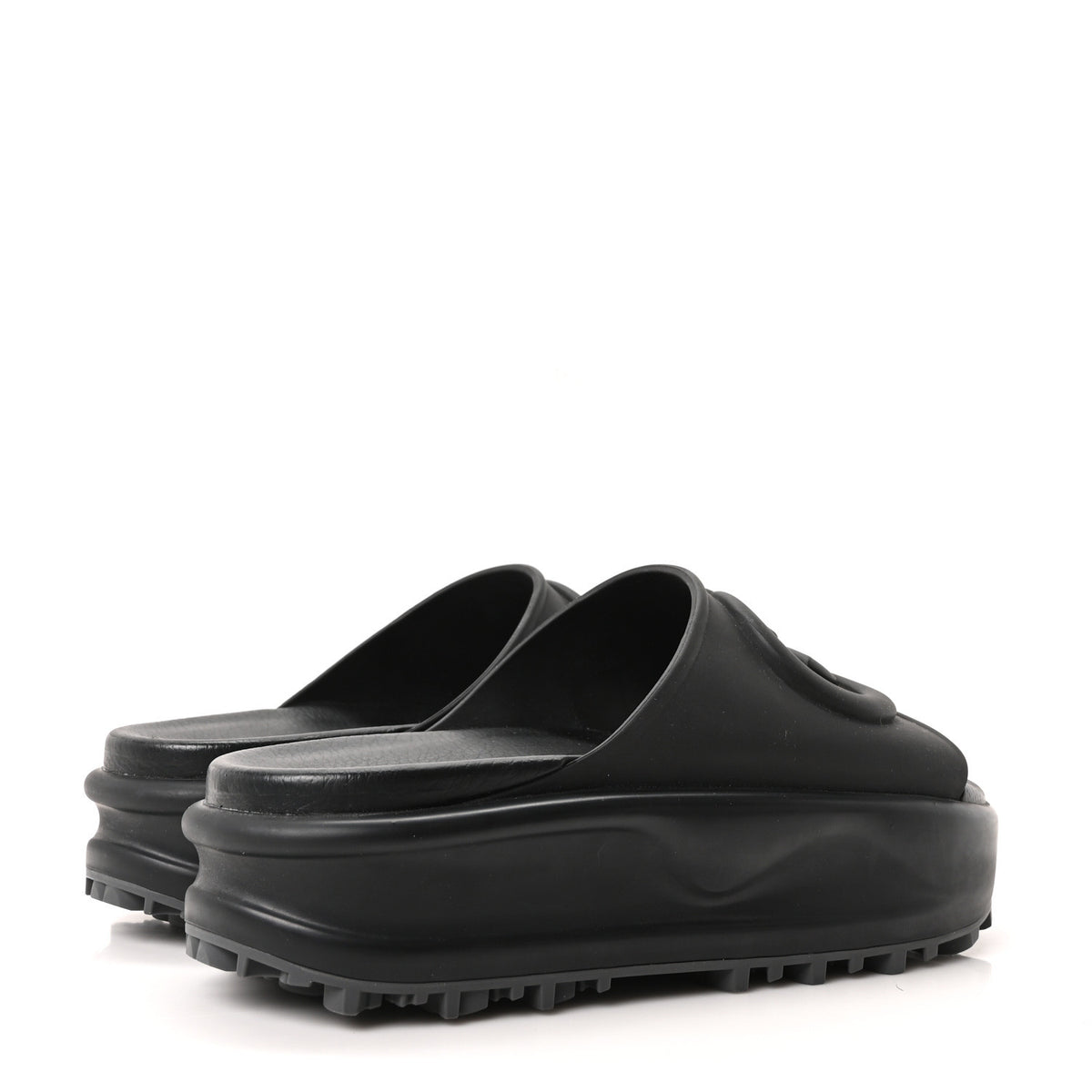 Gucci Soft Rubber Womens Interlocking G Platform 42mm Slide Sandals 38 Black 5 of 10