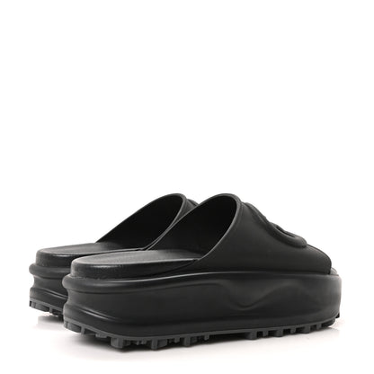 Gucci Soft Rubber Womens Interlocking G Platform 42mm Slide Sandals 38 Black 5 of 10