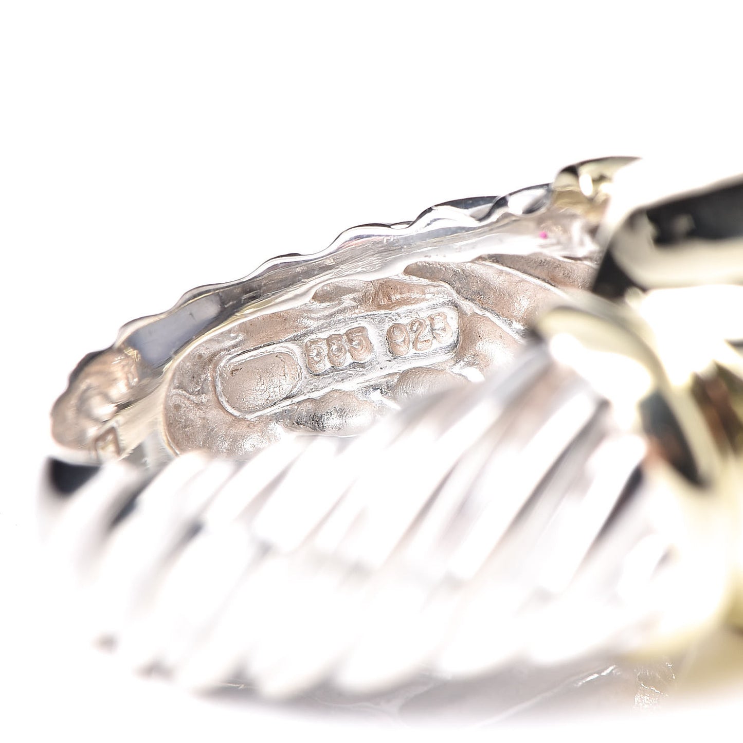 Sterling Silver 14K Yellow Gold Chalcedony 14mm Noblesse Ring 50 5.5