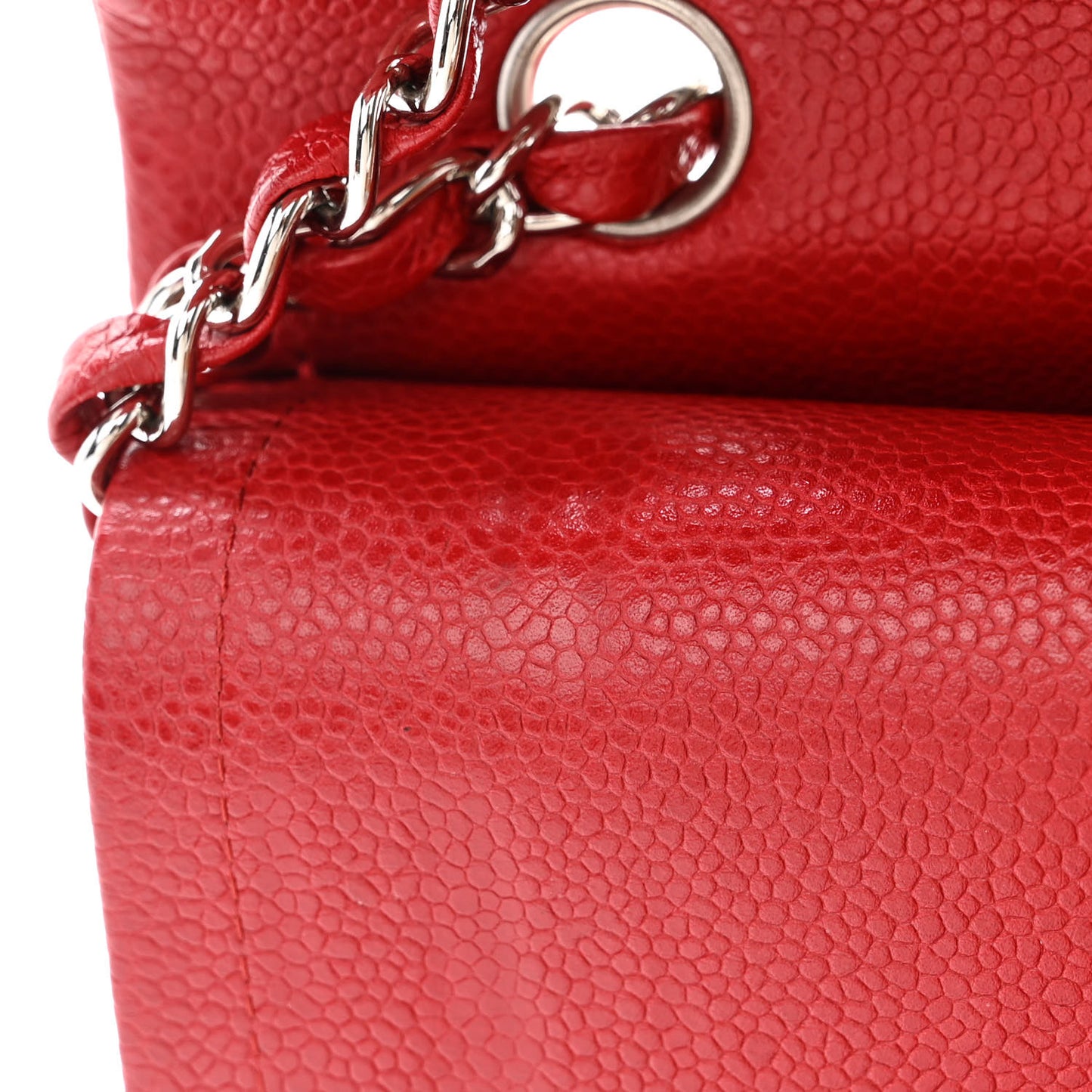 Caviar Quilted Medium Double Flap Red