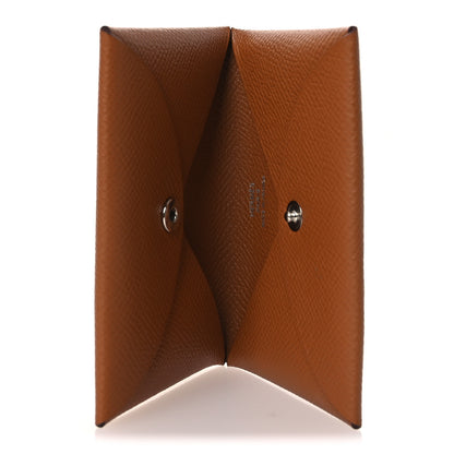 Hermes Epsom Calvi Card Case Gold 5 of 8