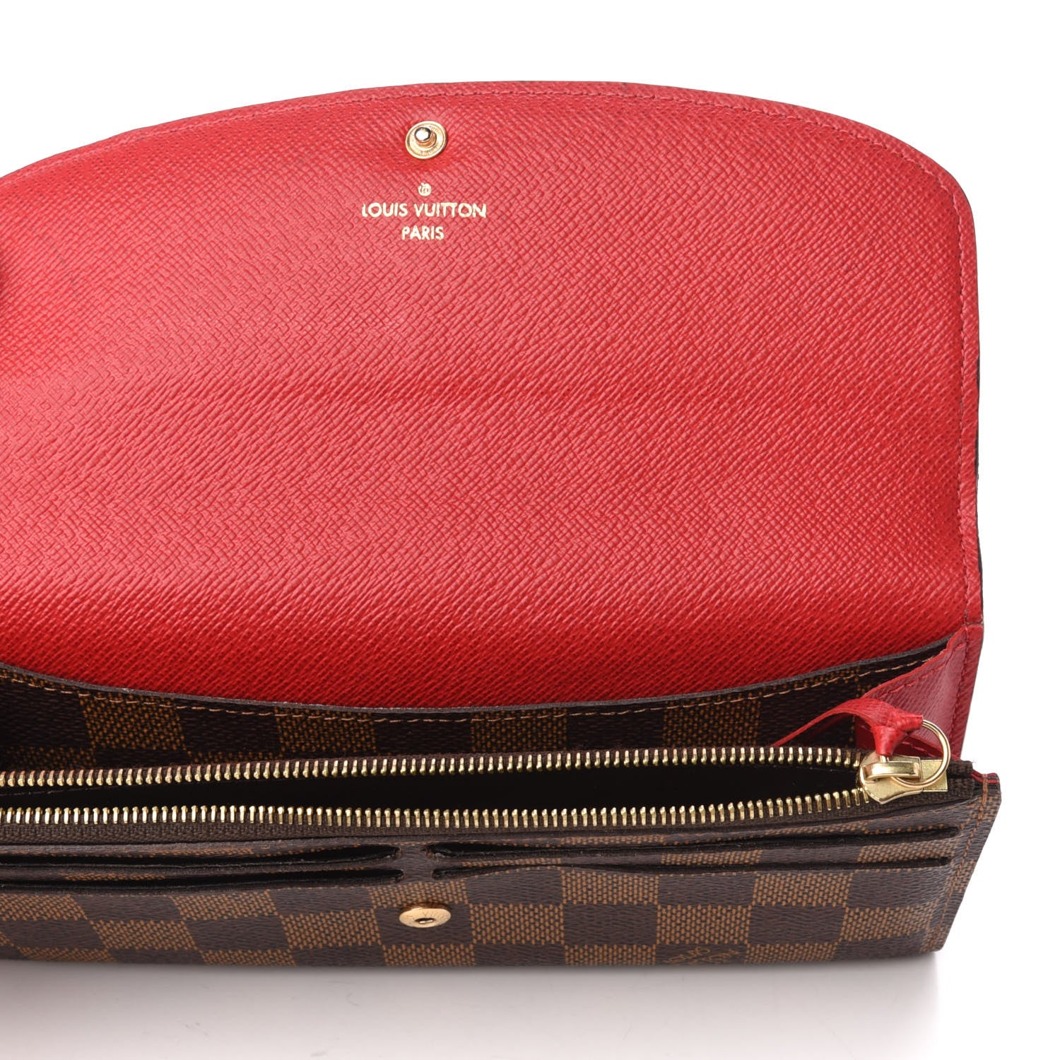 Louis Vuitton Damier Ebene Emilie Wallet Red 5 of 7
