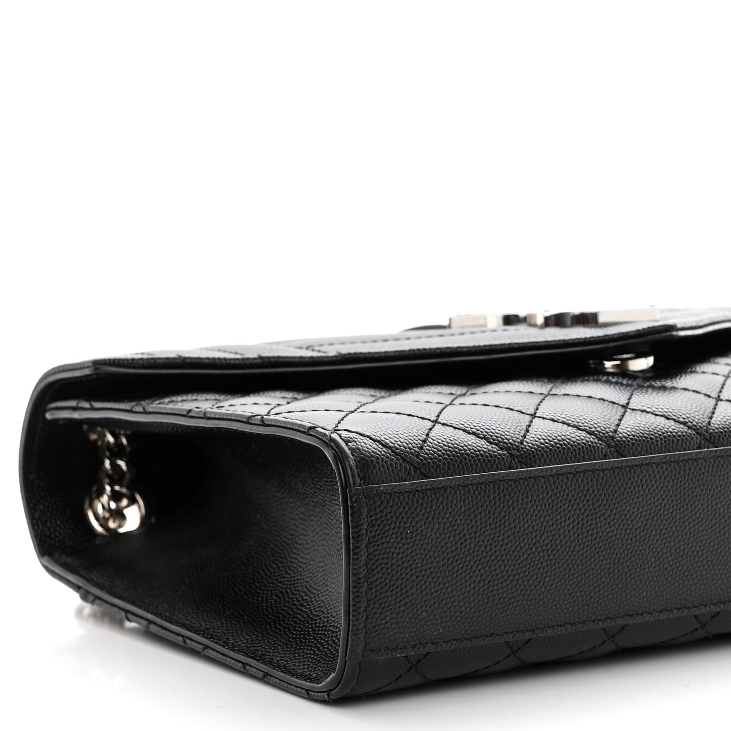 Saint Laurent Grain De Poudre Textured Mixed Matelasse Triquilt Medium Monogram Satchel Black 8 of 9
