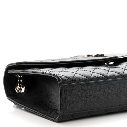 Saint Laurent Grain De Poudre Textured Mixed Matelasse Triquilt Medium Monogram Satchel Black 8 of 9