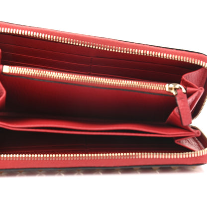Valentino Garavani Pebbled Calfskin Rockstud Zip Around Wallet Rosso Valentino 5 of 9